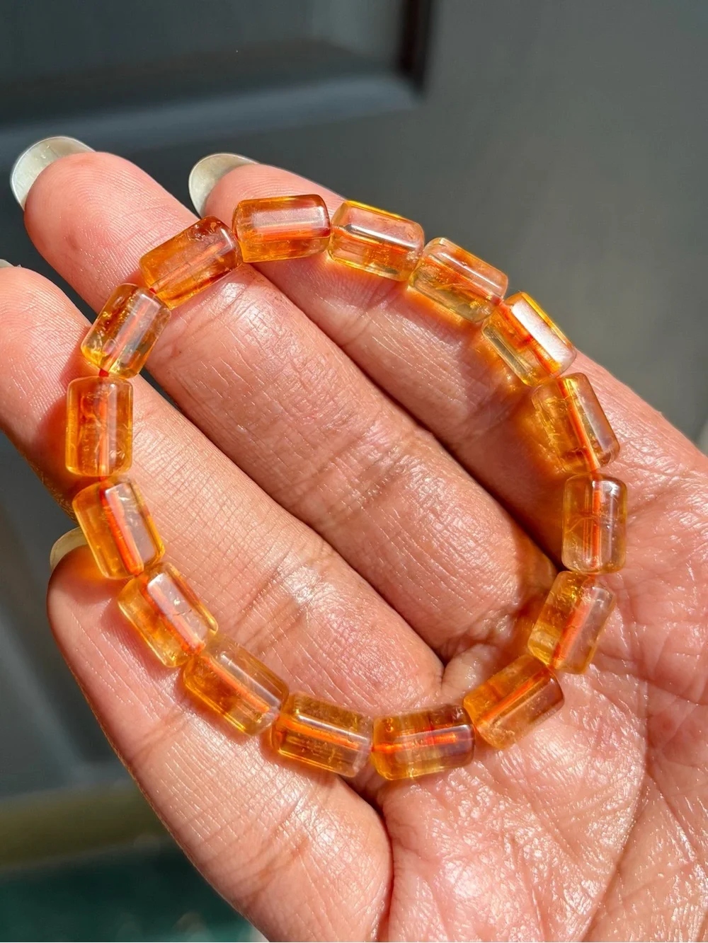 HQ Golden Citrine Barrel Crystal Bracelet
